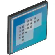 Road Sign Clip-on 2 x 2 Square - Square with Curved Blue Lines and Small Black Squares Print