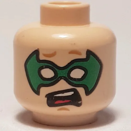 Minifig Head Robin, Green Eyemask, Smiling / Surprised Print