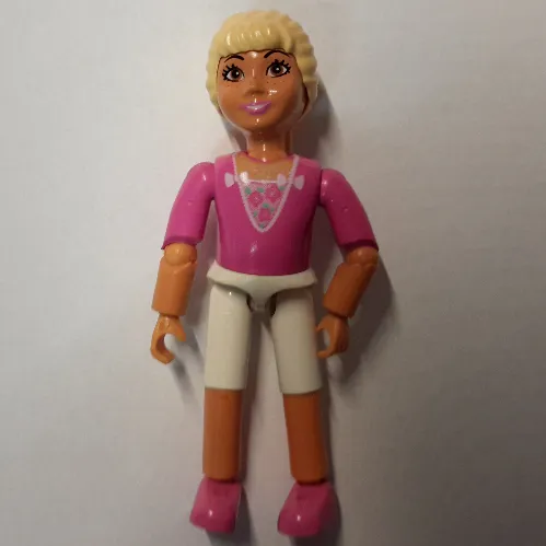 Belville Figure Articulated Elbows, Child, Female, Light Yellow Hair, Dark Pink Shirt, V Neck with Roses Print