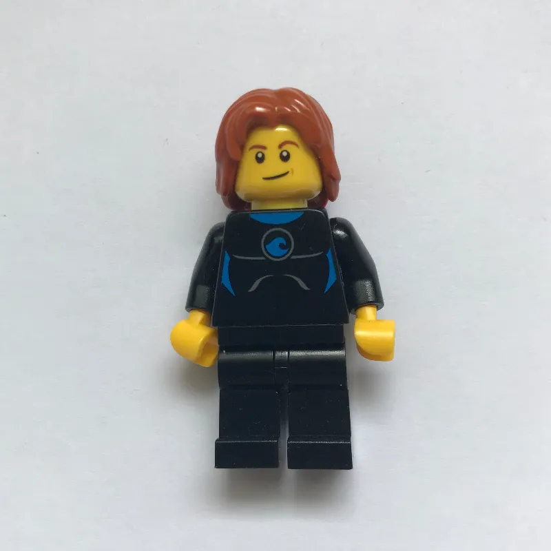 Man, Black Wetsuit, Mid-Length Dark Orange Hair