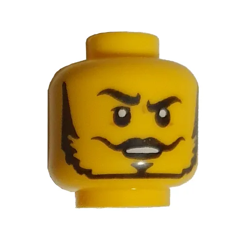 Minifig Head Gravis, Thin Beard, Mustache, Raised Eyebrow, Closed Eyes / Open Eyes print