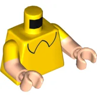 Torso, Dual Molded Arms, Shirt with Black Collar Print, Yellow Sleeves Pattern, Light Nougat Arms and Hands