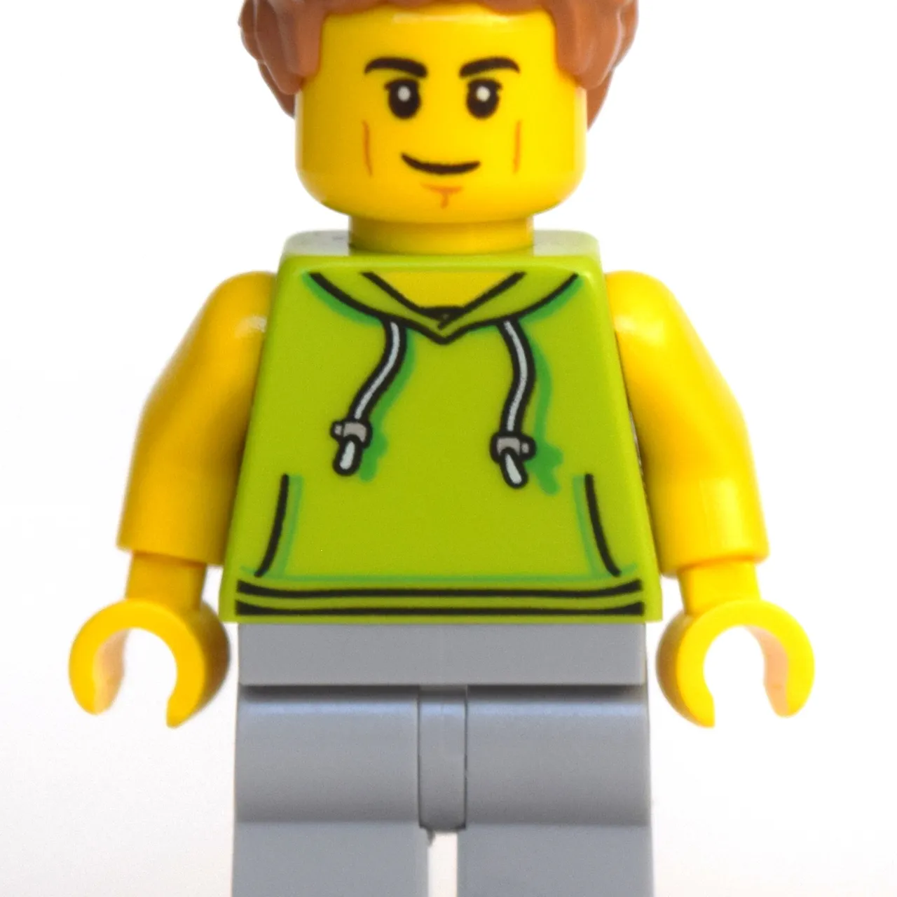 Man, Lime Hoodie, Light Bluish Gray Legs, Medium Nougat Hair