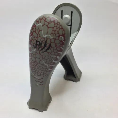 Animal Body Part, Dinosaur, Legs Long, Dark Red, White Scales and 'JPIII' Print