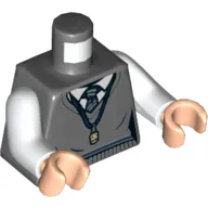 Torso Sweater Vest with Tie and Necklace Print, White Arms, Light Nougat Hands