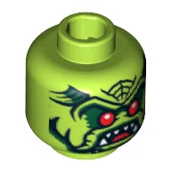 Minifig Head Alien Avenger, Red Eyes, Open Mouth with Pointed Teeth Print