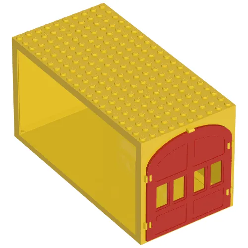 Fabuland, Building, Garage Block with Blue Windows and Red Doors