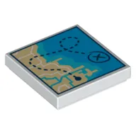 Tile 2 x 2 with Map of City/Ocean with Route print