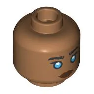 Minifig Head Chani, Black Eyebrows, Dark Azure Eyes, Reddish Brown Lips / Silver Mask