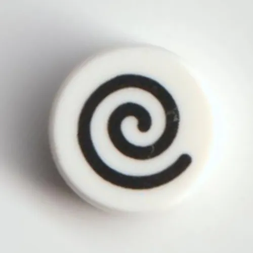 Tile Round 1 x 1 with Black Swirl Print