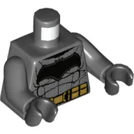 Torso Armor with Black and Gold Belt, Large Bat Logo Print (Batman), Dark Bluish Gray Arms, Black Hands