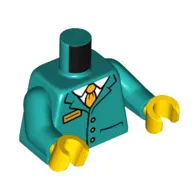 Torso Jacket, Orange Name Tag, Buttons, Tie, White Shirt print, Dark Turquoise Arms, Yellow Hands