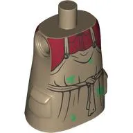 Torso Large with Molded Pockets with Overall, Dark Red Shirt, Knotted Belt, Green Stains print