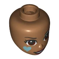 Minidoll Head Reddish Brown Eyes, Light Aqua Heart, Eye-shadow print