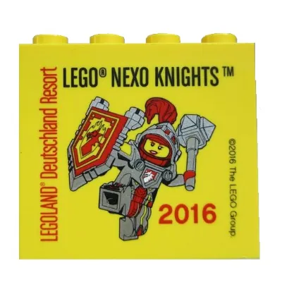 Brick 2 x 4 x 3 with 'LEGOLAND Deutschland Resort LEGO NEXO KNIGHTS 2016' Print