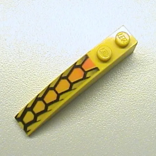 Brick Curved 6 x 1 with Repeating Orange and Black Hexagonal Scales Print