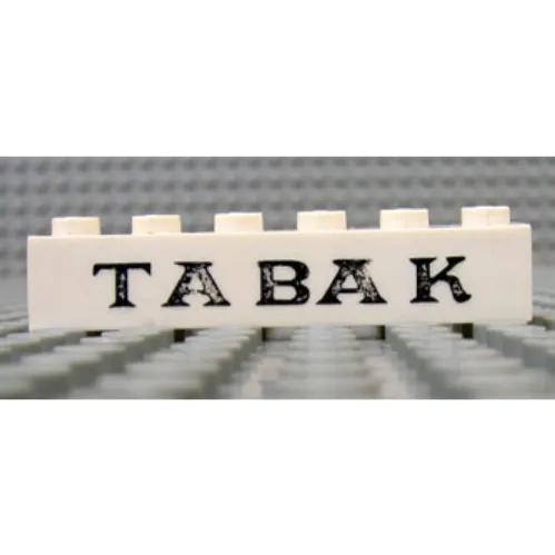 Brick 1 x 6 with 'TABAK' Serif Black Print