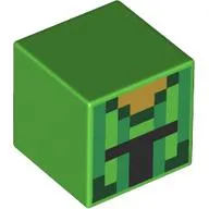 Minifig Head Special, Cube with Black visor, Green Cactus Stripes print