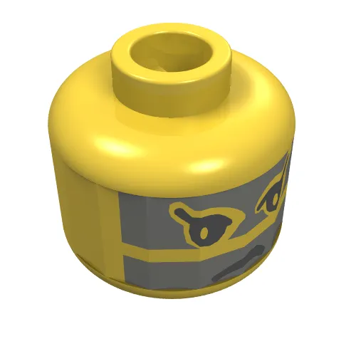 Minifig Head Achu, Face Paint with Gray Stripes across Face Print