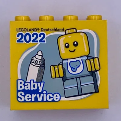 Brick 2 x 4 x 3 with 'LEGOLAND Deutschland 2022 Baby Service' Print