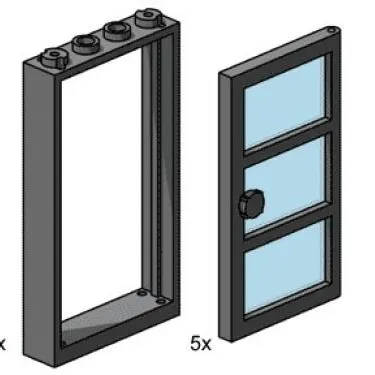 1 x 4 x 6 Black Door Frame with Transparent Blue Panes