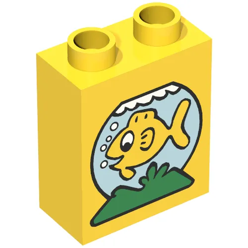 Duplo Brick 1 x 2 x 2 with Fishbowl Print