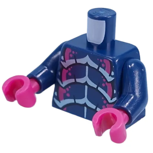 Torso, Silver/Magenta Alien Bug Chest, Scaled Back Print, Dark Blue Arms, Magenta Hands