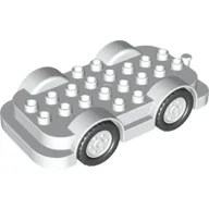 Duplo Car Base 4 x 8 with Four Black Wheels and White Hubs