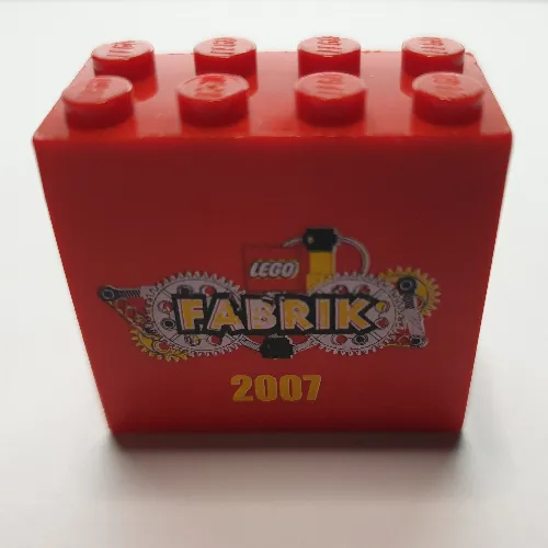 Brick 2 x 4 x 3 with 'LEGO Fabrik 2007' Print