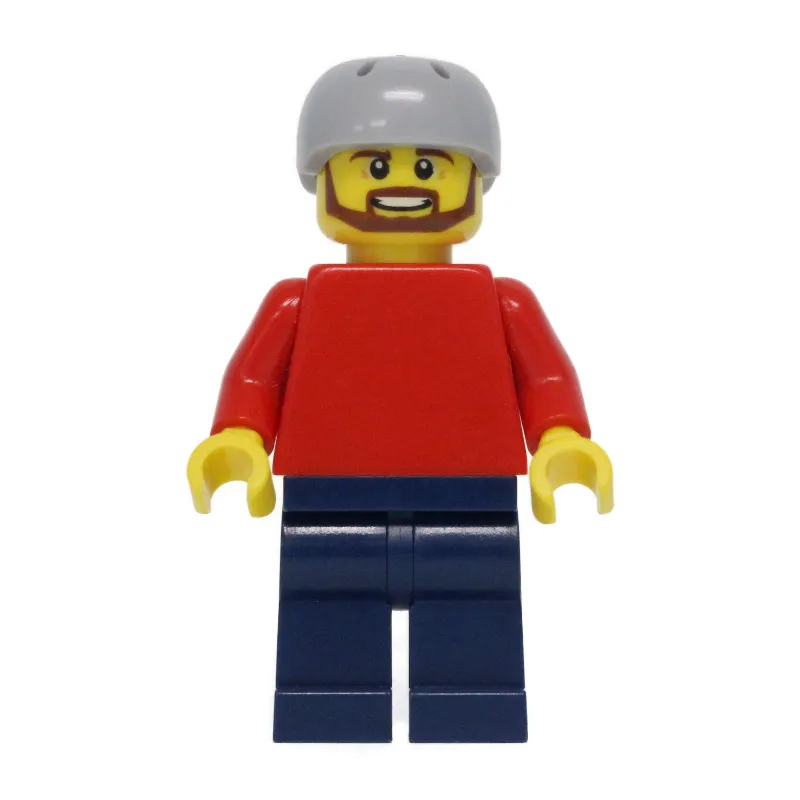 Red Torso, Dark Blue Legs, Light Bluish Gray Helmet