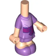 Microdoll Body Short Dress Medium Lavender with Dark Pink Belt/Bow with Dark Purple Trim print, Nougat Arms and Legs