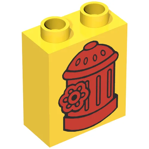 Duplo Brick 1 x 2 x 2 with Red Fire Hydrant Print