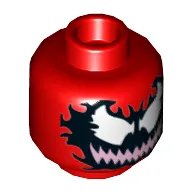 Minifig Head Carnage, Black Jagged Eyes, Wide Bright Pink Mouth Print [Hollow Stud]