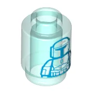 Brick Round 1 x 1 Open Stud with Dark Blue Mandalorian/Boba Fett print