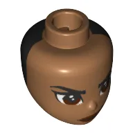 Minidoll Head, Reddish Brown, Stern Eyes, Black Backside Print