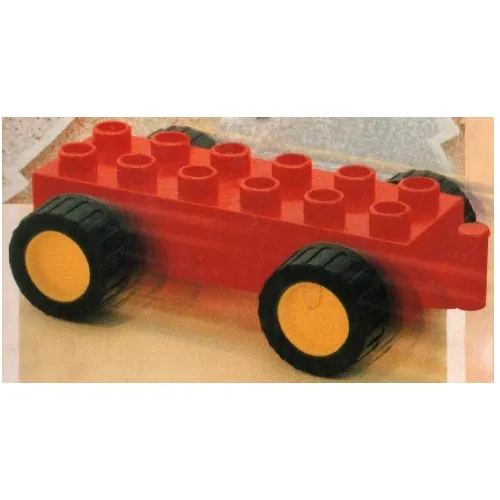 Duplo Car Base 2 x 6 Pullback Motor with Yellow Wheels, Black Tires