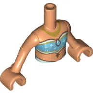 Minidoll Torso Girl with Medium Blue Top, Gold Necklace Print, Nougat Arms and Hands