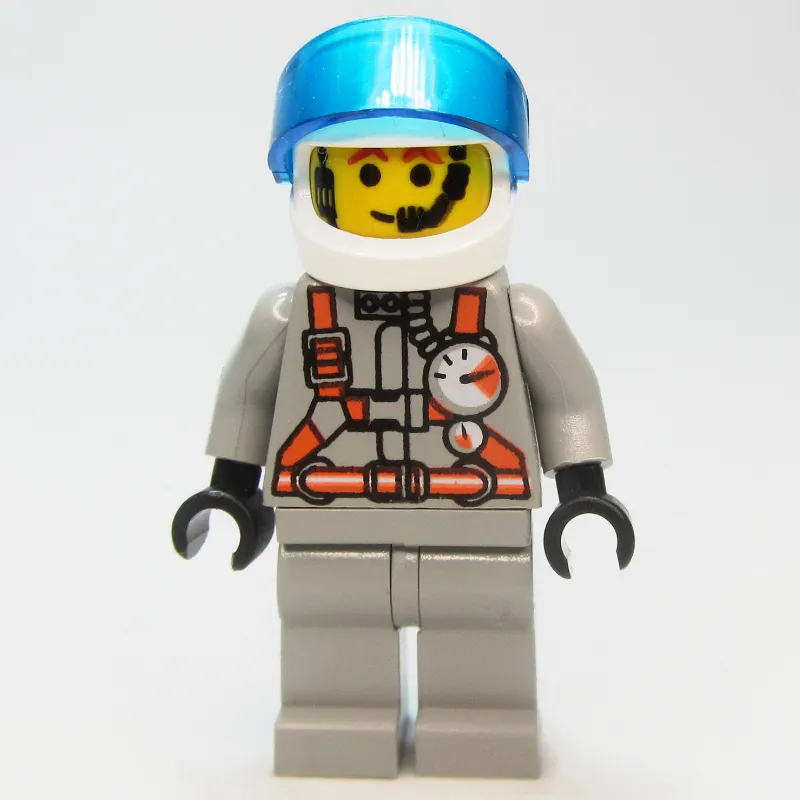 Pilot, Light Gray Jumpsuit with Gauges and Straps, White Helmet with Visor, Headset