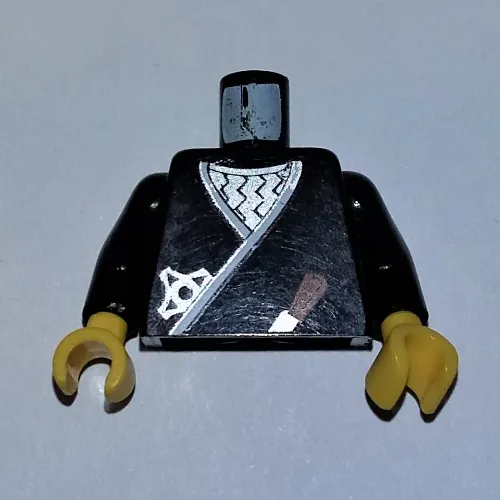Torso Robe, Brown Dagger, Silver Star, Silver Zigzags Print, Black Arms, Yellow Hands