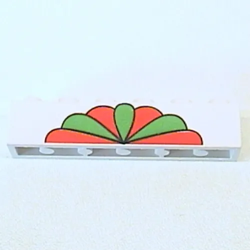 Brick 1 x 6 with Red and Green Petals Print