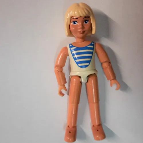 Belville Figure Articulated Elbows, Child, Female, Light Yellow Hair, White Swimsuit with Blue Stripes