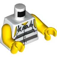 Torso, Prison Shirt with Stripes and Torn Sleeves Print, Yellow Arms and Hands