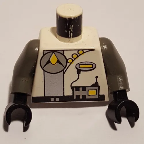 Torso Exploriens Logo with Radio Print, Dark Gray Arms, Black Hands