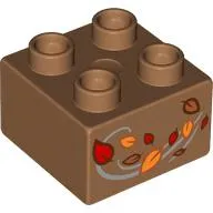 Brick 2 x 2 with Red/Orange Blowing Leaves print