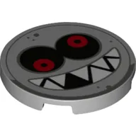 Tile Round 3 x 3 with Face, Sharp Teeth, Red Eyes Print