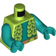 Torso Vest Made From Leaves Print, Dark Turquoise Arms and Hands