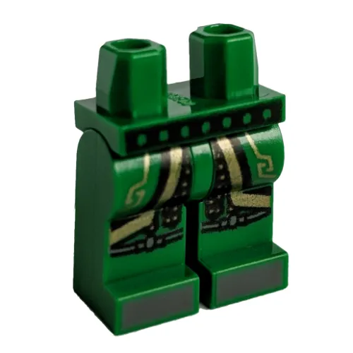 Hips and Green Legs with Black Belt, Robe, Dark Bluish Grey Toes, Gold Trim