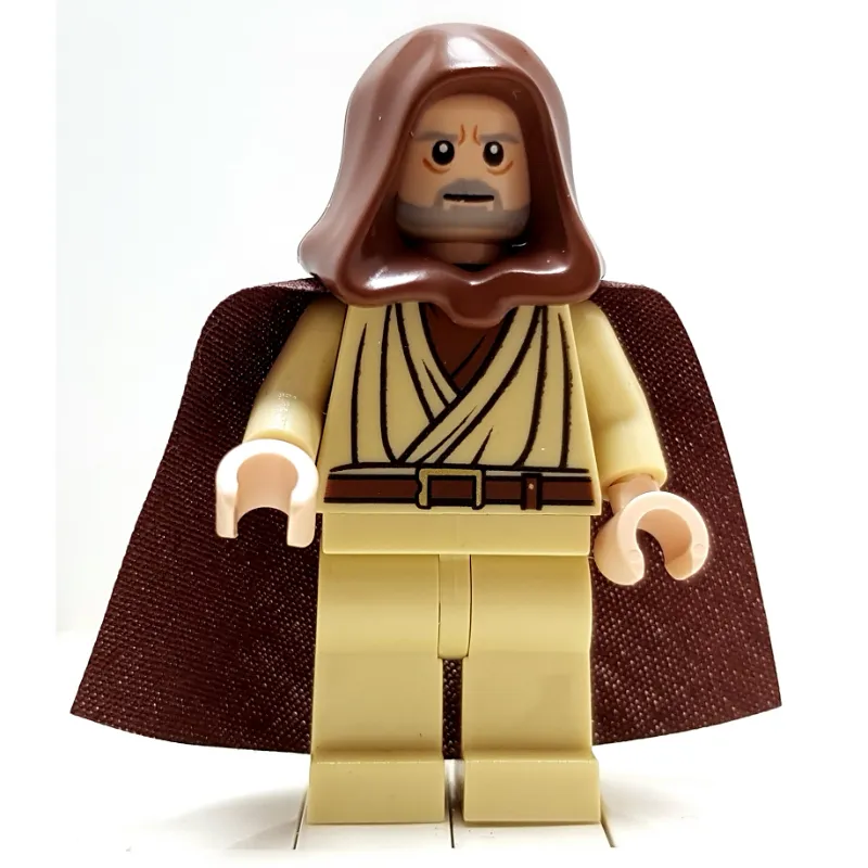 Obi-Wan Kenobi, Old, with Light Nougat Skin and Reddish Brown Hood and Cape, White Pupils