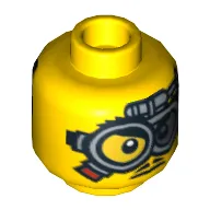 Minifig Head Crazy Scientist, Dual Sided, Glasses, Red and Gray Lens / Clear and Gray Lens [Hollow Stud]