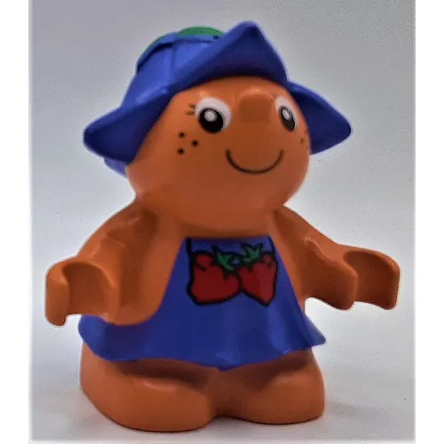 Duplo Figure Little Forest Friend, Female, Medium Violet Dress with Strawberries Print (Jingle Bluebell)